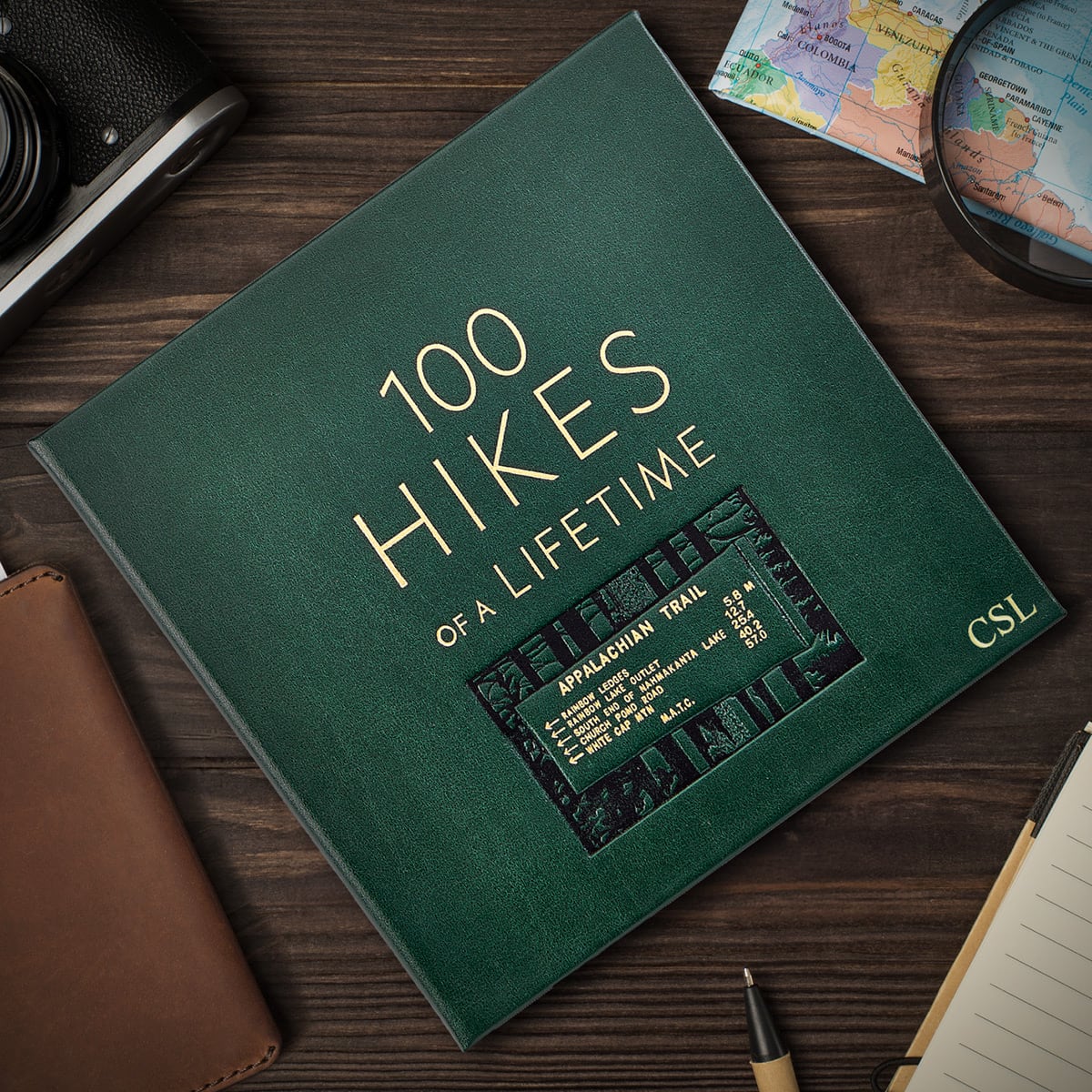 100 Hikes of a Lifetime, Personalized Leather Bound Book