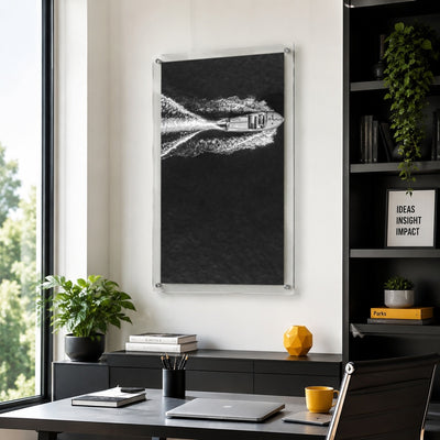 Wake Maker Black & White Acrylic Wall Art Print - Vertical