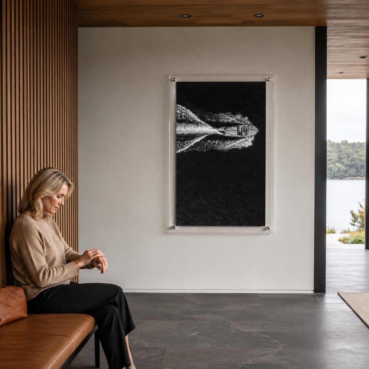 Wake Maker Black & White Acrylic Wall Art Print - Vertical