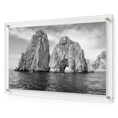 Capri on the Rocks Black & White Acrylic Wall Art Print