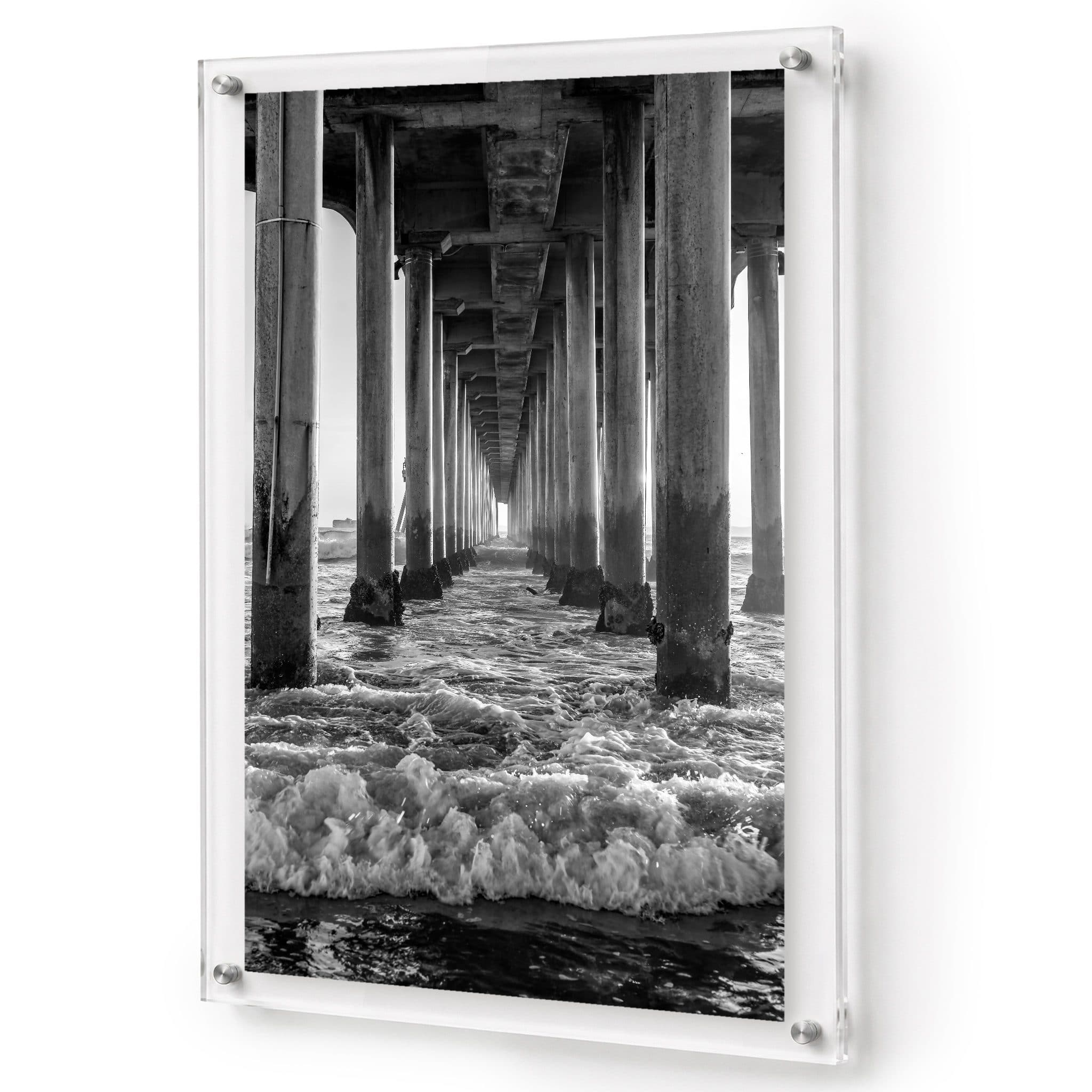 Between the Breakers Black & White Acrylic Wall Art Print