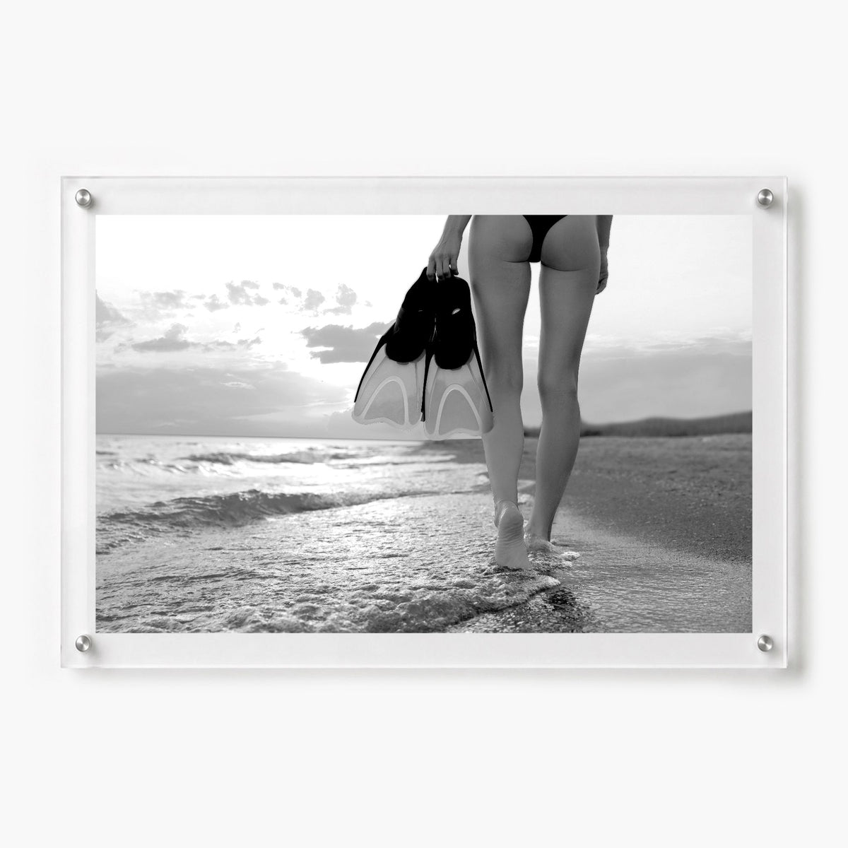 Fins First Black & White Acrylic Wall Art Print