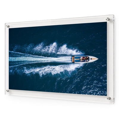 Exit By Sea wall art shown in a horizontal acrylic frame