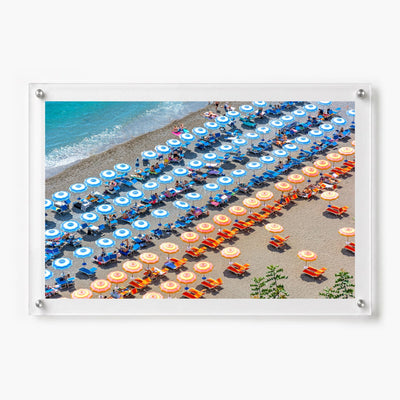 Stripes and Spritz wall art shown in a horizontal 36x24 acrylic frame decor