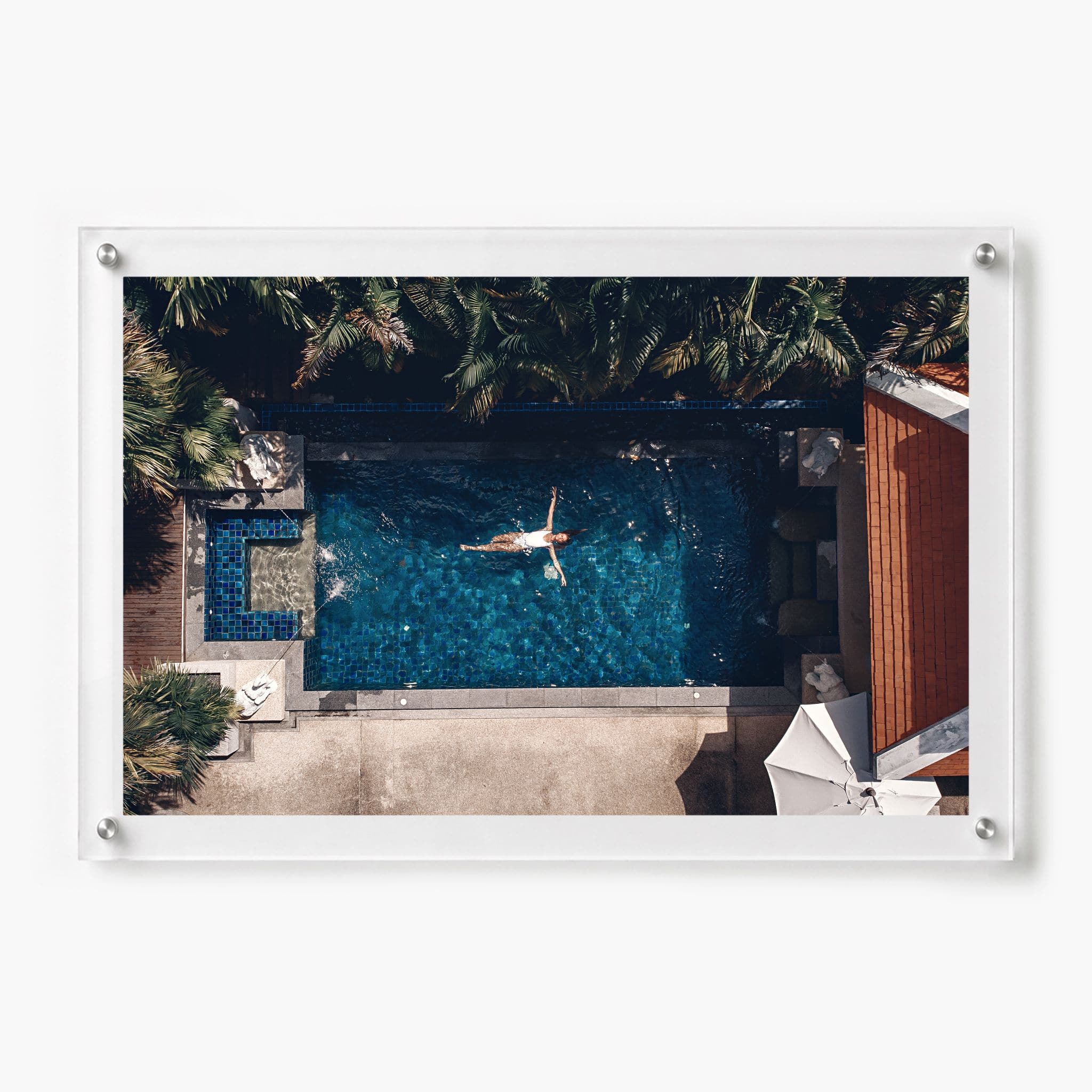Lap of Luxury wall art shown in a horizontal 36x24 acrylic frame decor with white background