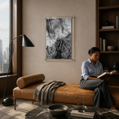 Salt Meets Stone I Black & White Acrylic Wall Art Print