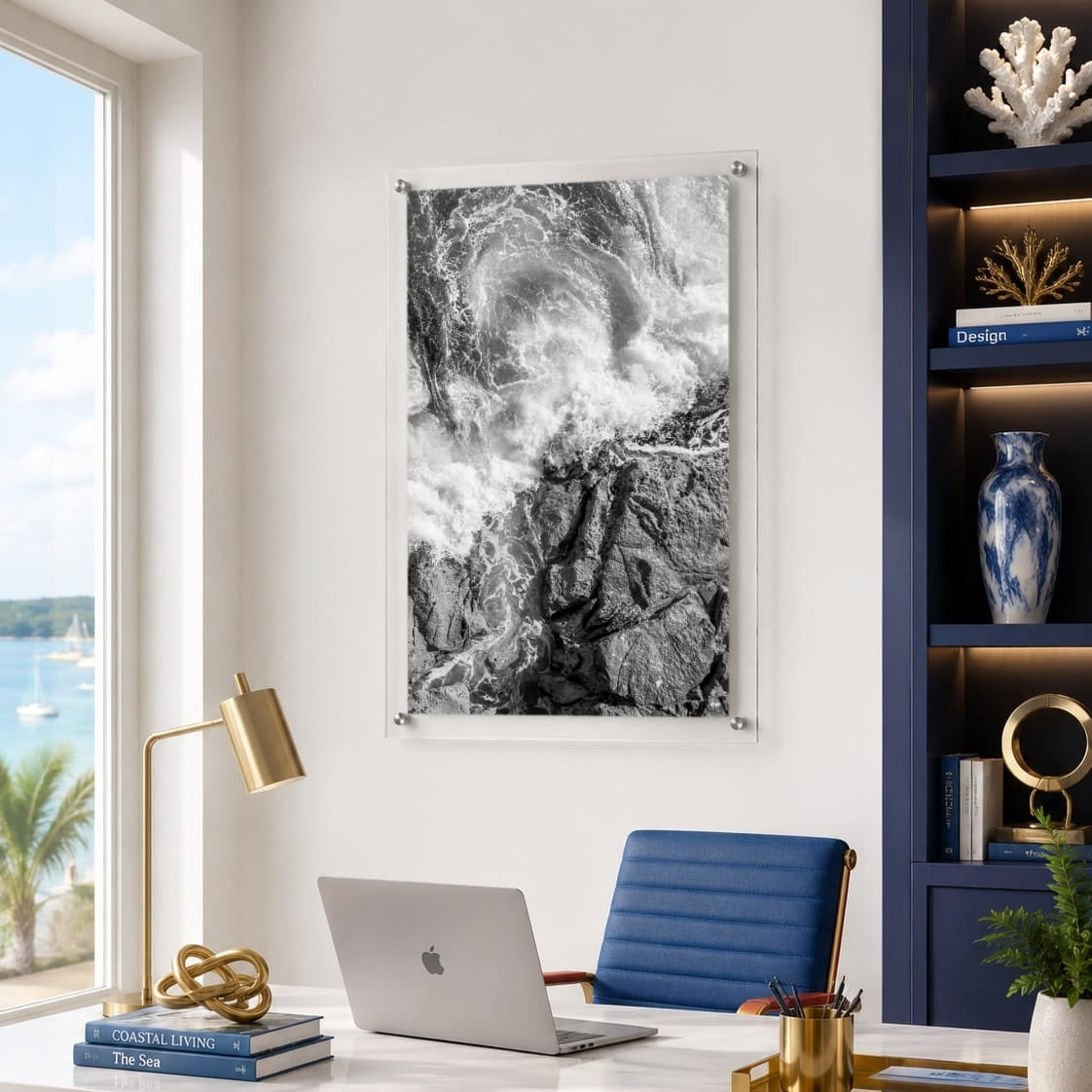 Salt Meets Stone I Black & White Acrylic Wall Art Print
