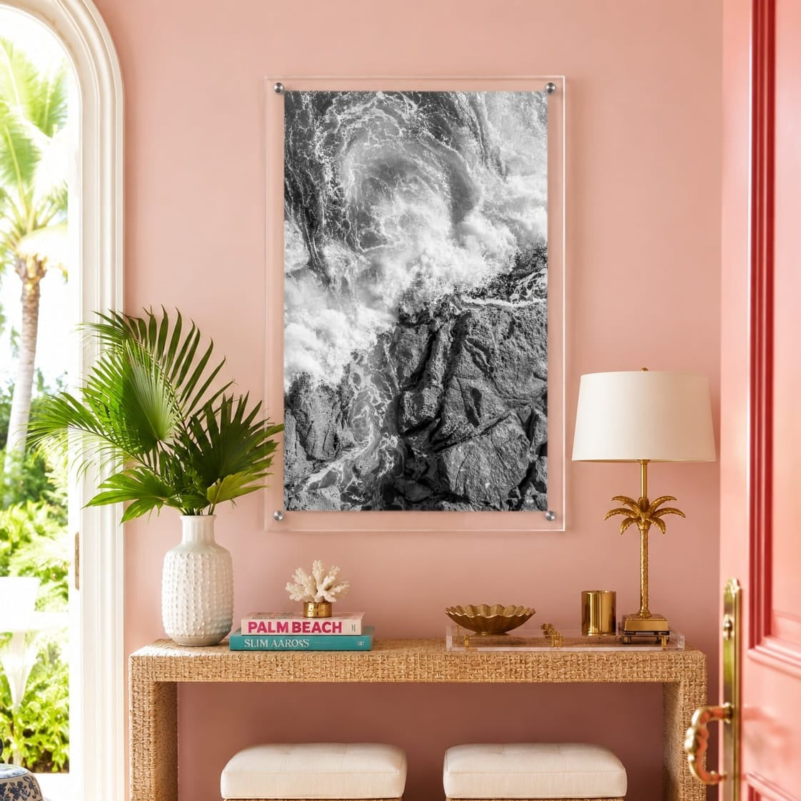 Salt Meets Stone I Black & White Acrylic Wall Art Print