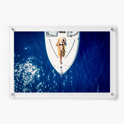 Sun Deck Society 36x24 wall art mounted perfectly flat upon a white wall