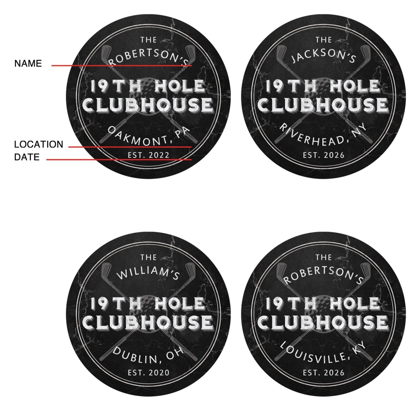 19th Hole Clubhouse Custom Golf Sign, Round