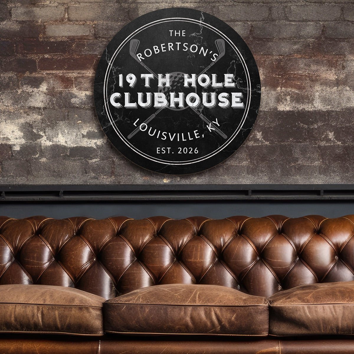 19th Hole Clubhouse Custom Golf Sign, Round