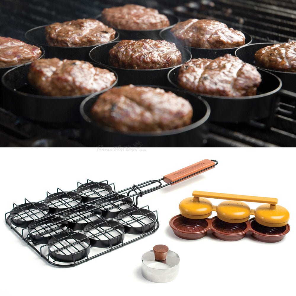 3 - in - 1 Sliders Grill Basket, Bun Cutter, and Mini Burgers Press