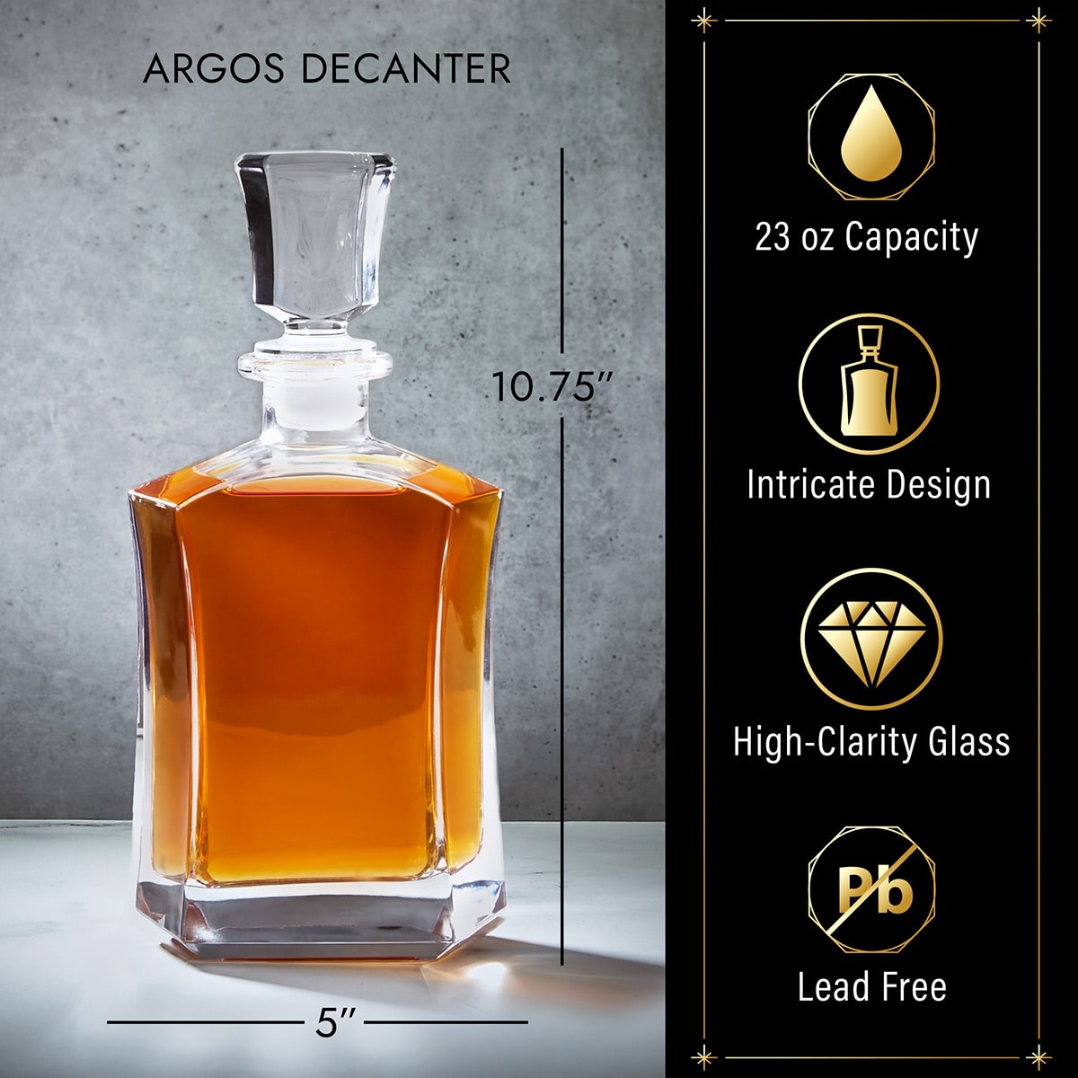 Argos Personalized Whiskey Decanter with 4 Whiskey Glassses