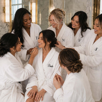 Personalized Rivera 100% Turkish Cotton Bath Robe - White