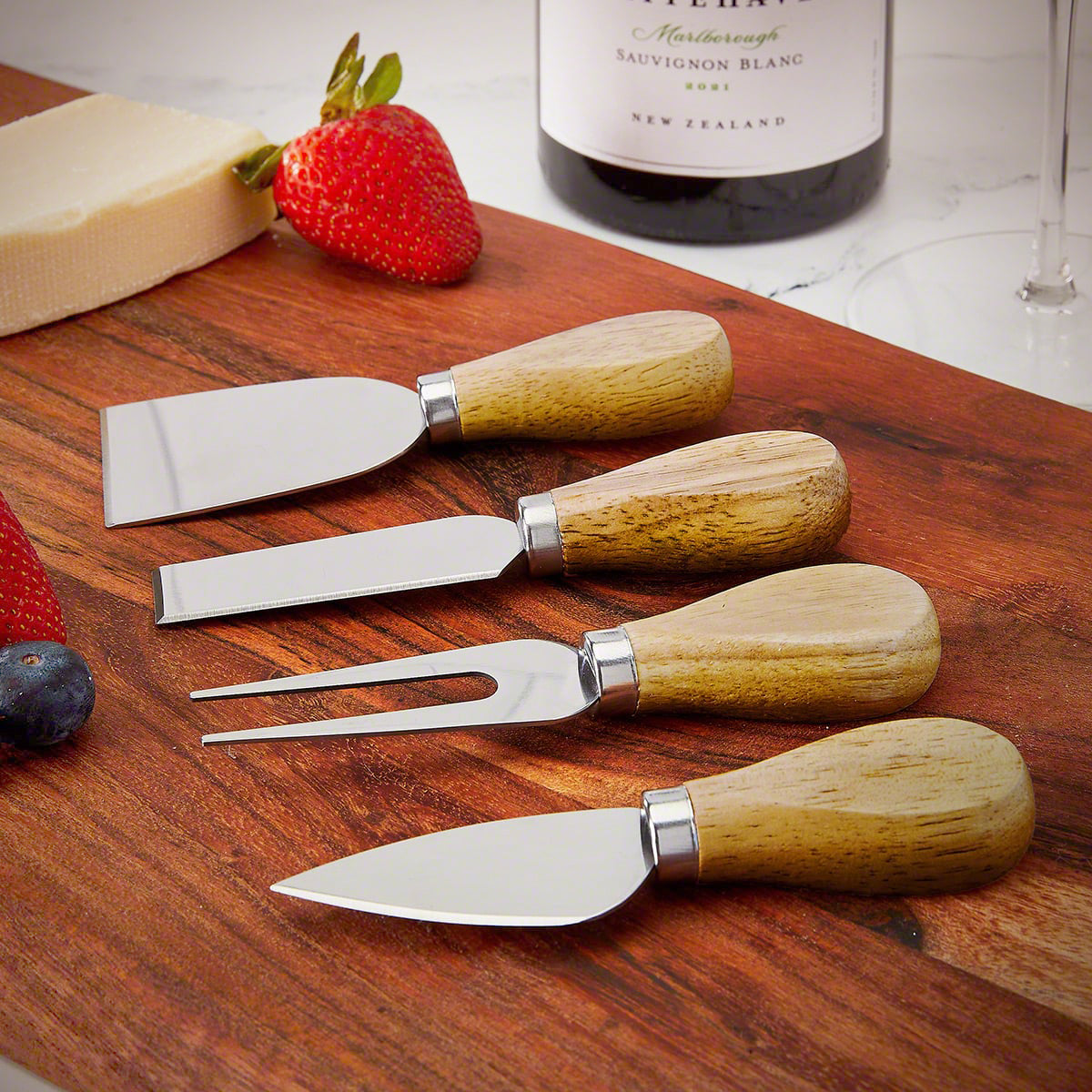 Acacia Wood Cheese Knives - 4pc Cheese Knife Set - Add - On