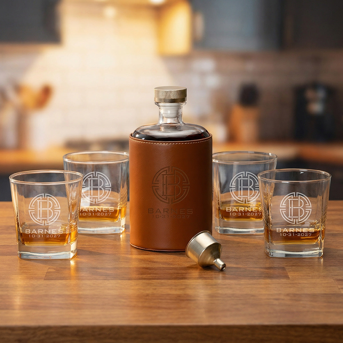 Crawford Leather Whiskey Decanter - Rutherford Glasses