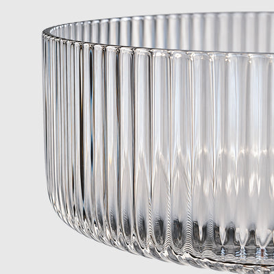 close-up of Fitzroy champagne coupe glass ribbed design