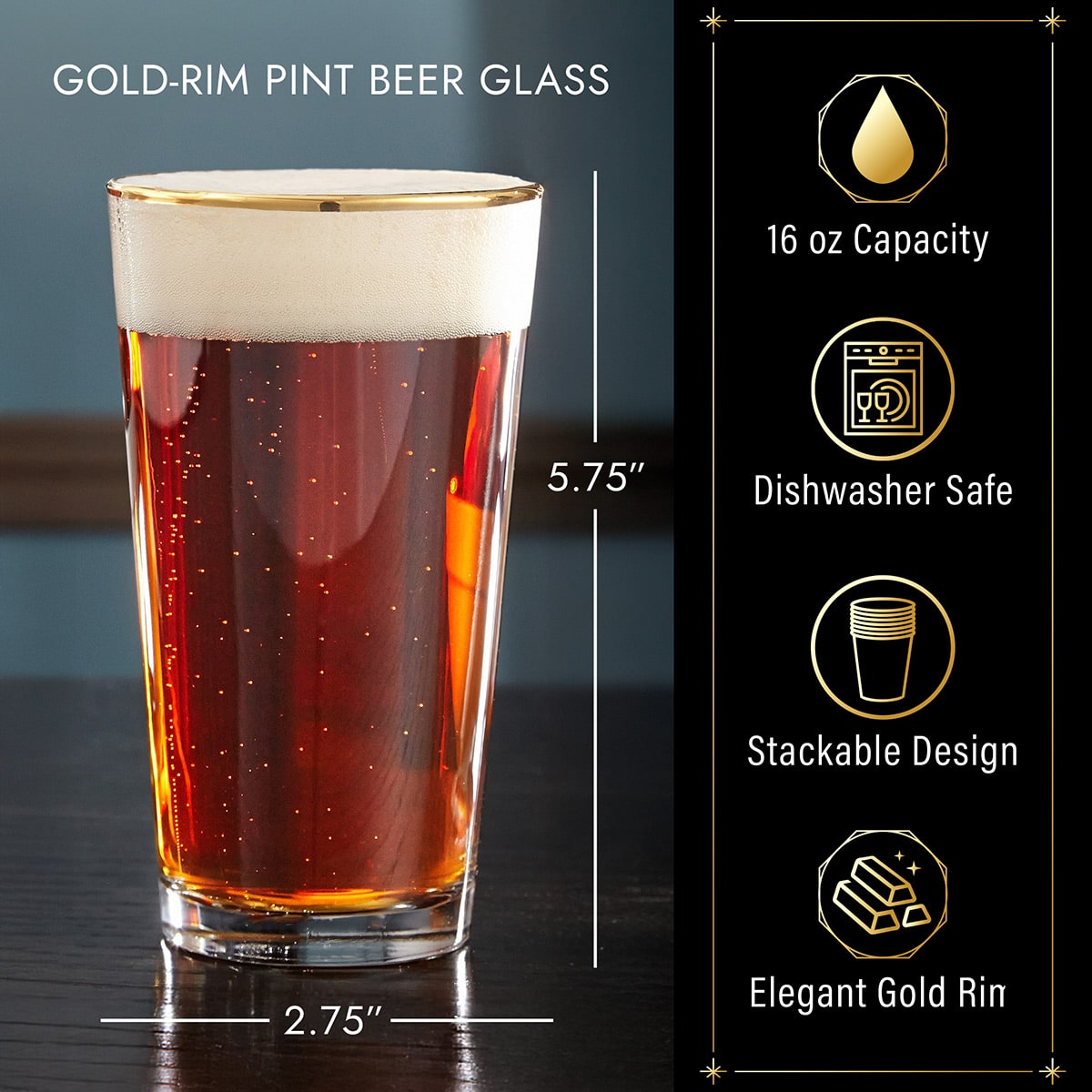 Gold Rim Personalized Pint Glass