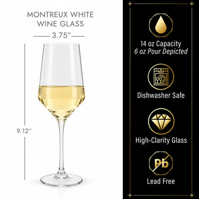 montreux white wine glass dimensions and features