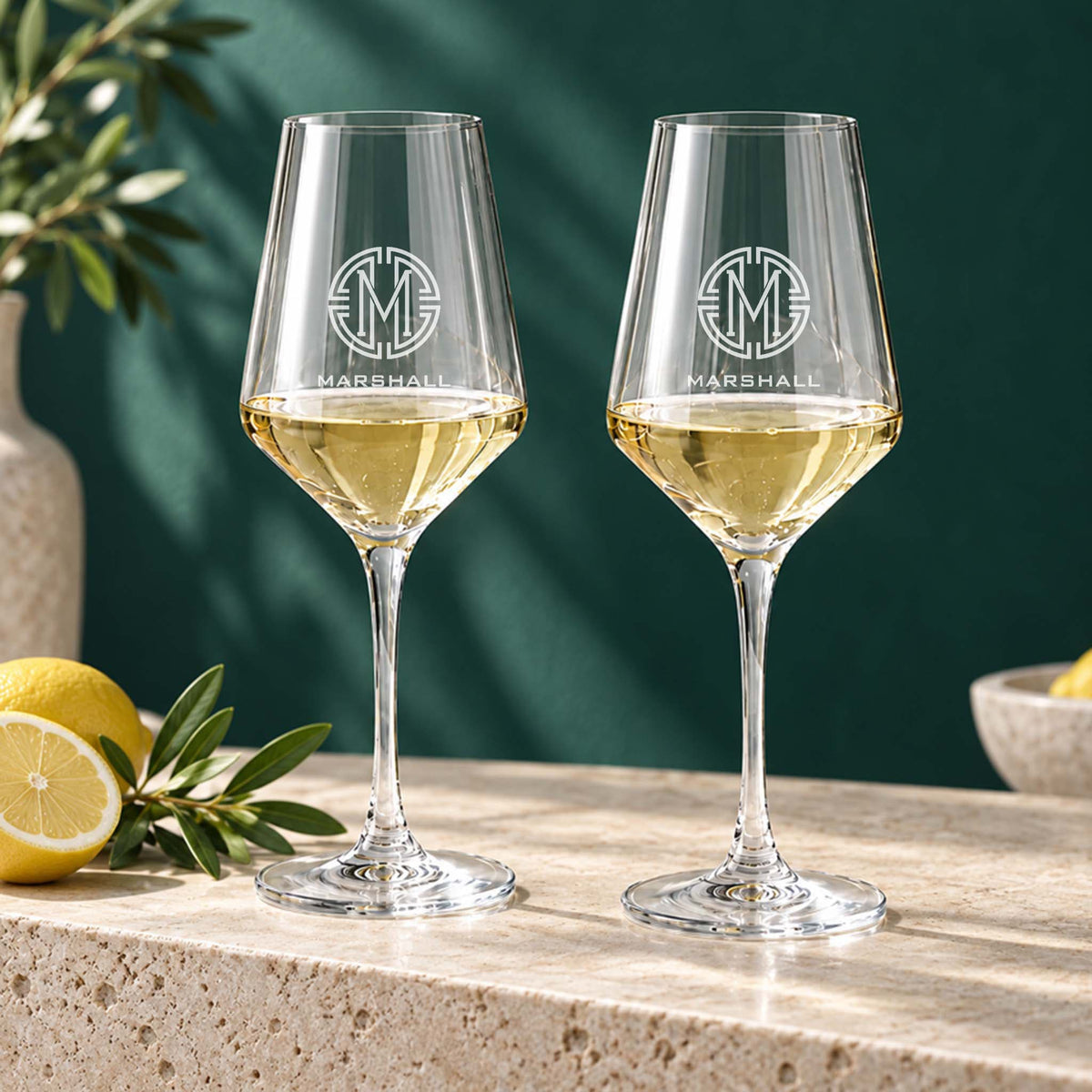 personalized Montreux wine glasses with custom monogram