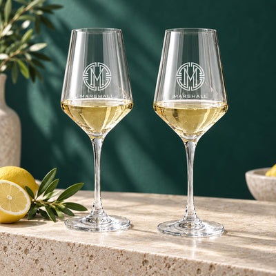 personalized Montreux wine glasses with custom monogram