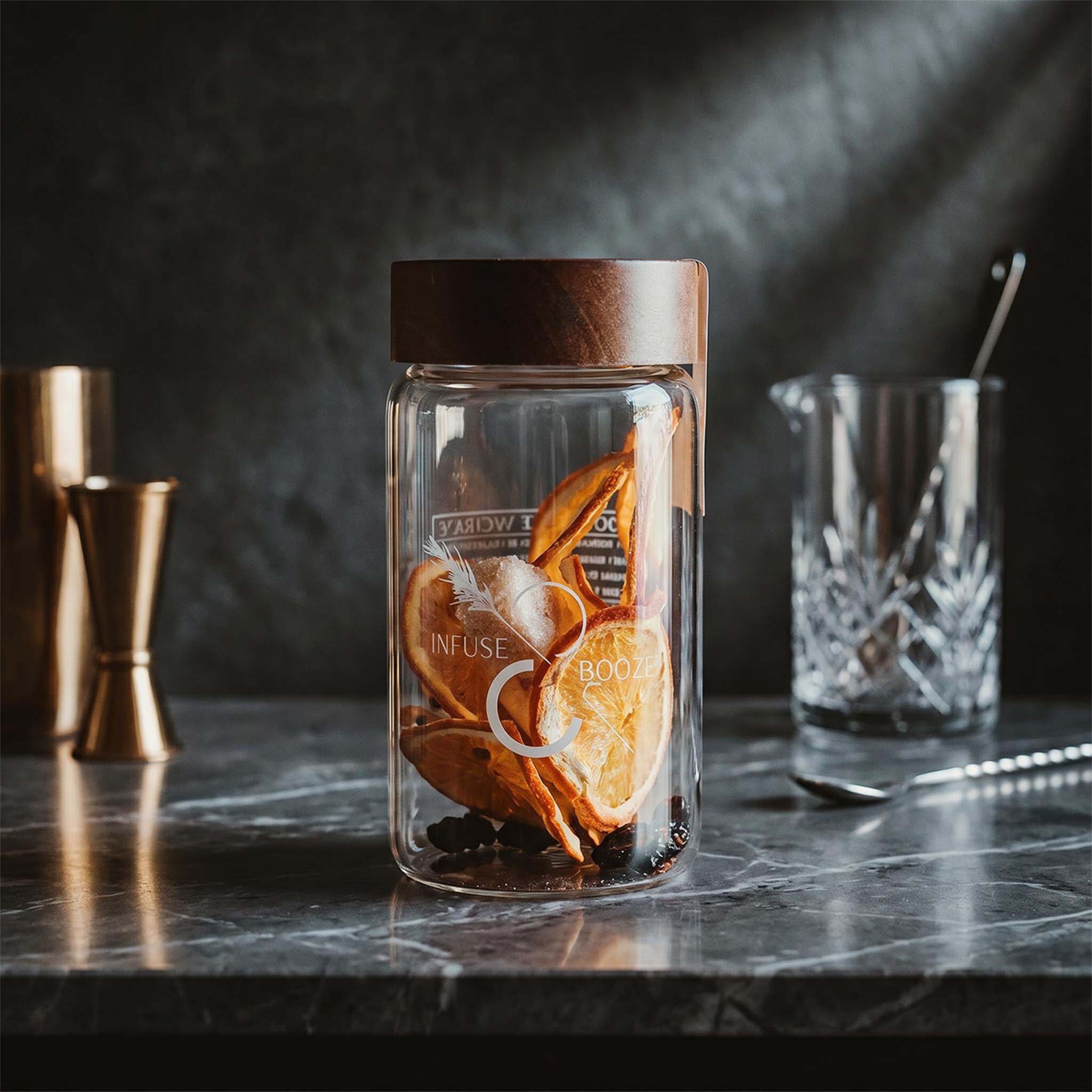 Old Fashioned cocktail infusion kit in a glass jar