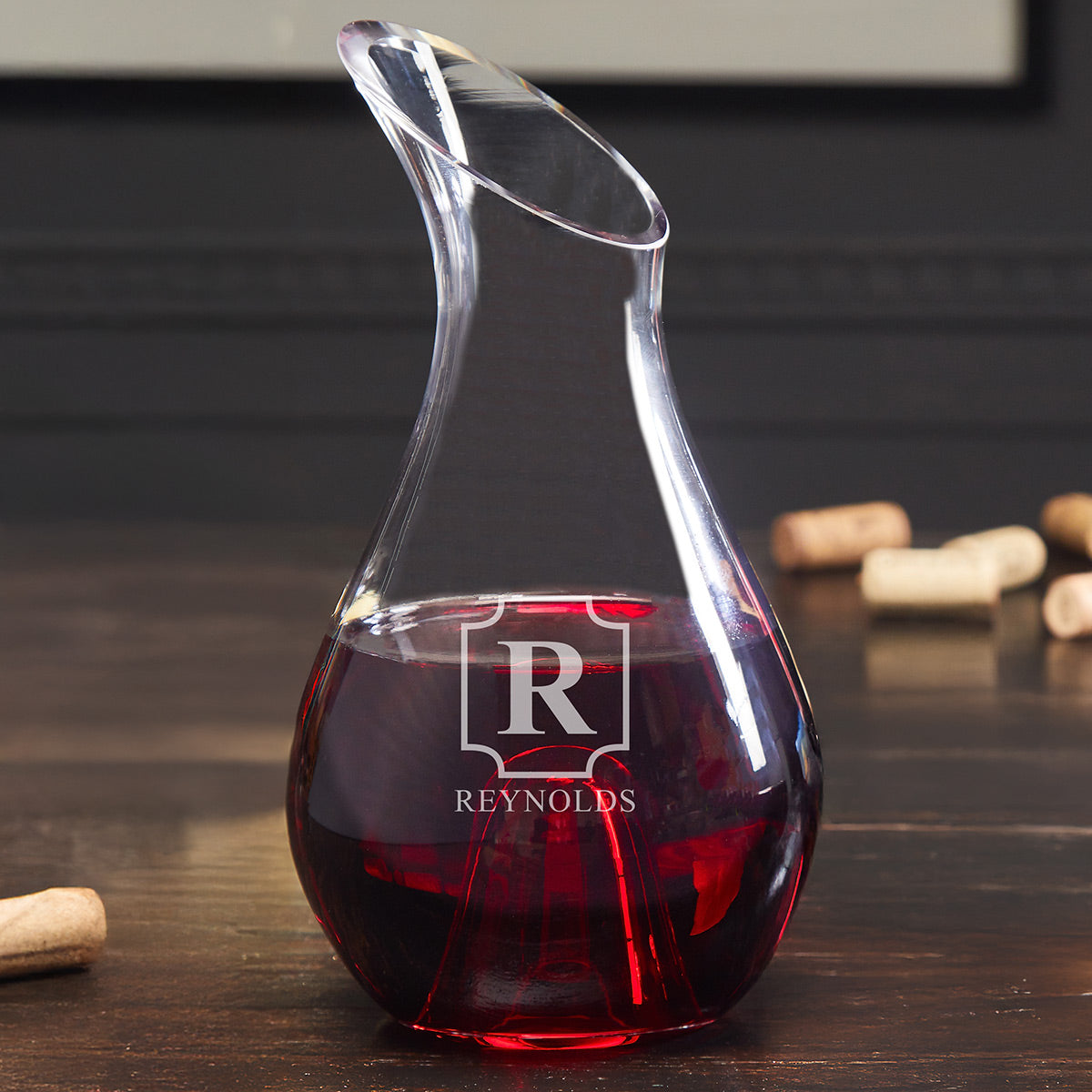 Monogrammed Wine Decanter Set w Stemless Glasses