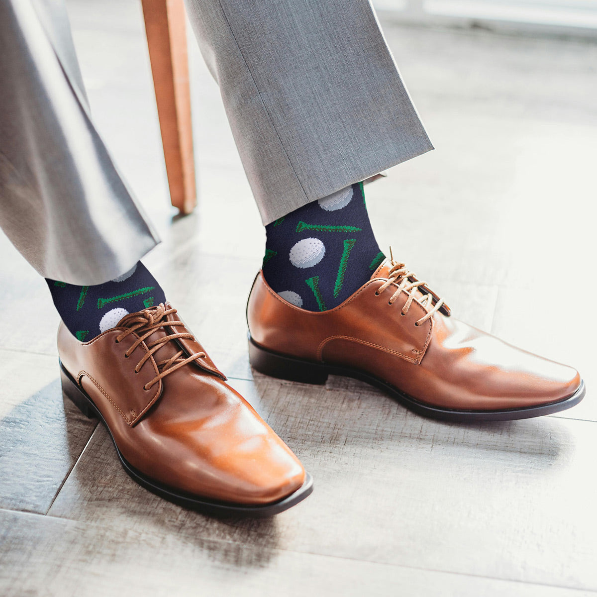 golf graphic socks being worn and shown