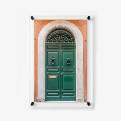 Vertical acrylic print of a traditional European door