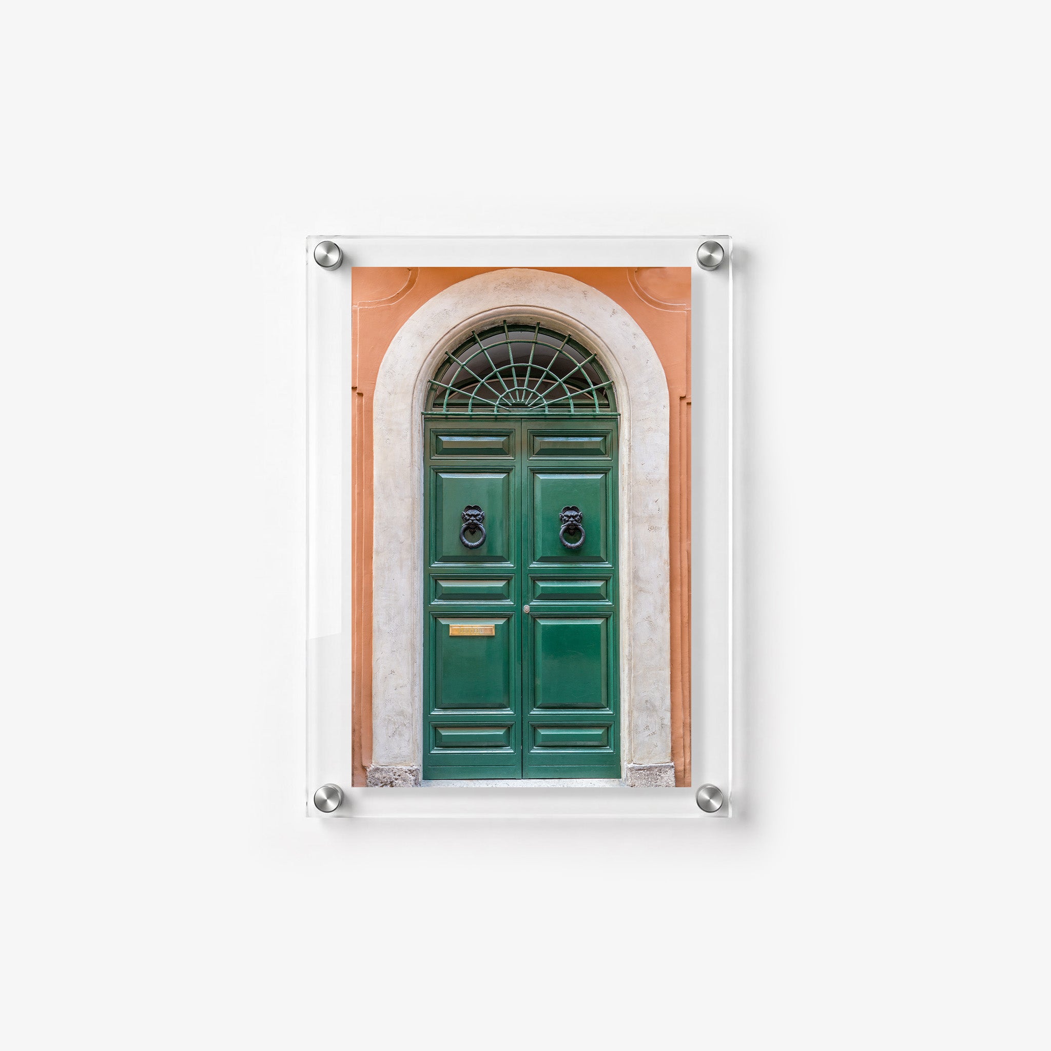 Colorful travel wall art featuring an ornate green doorway