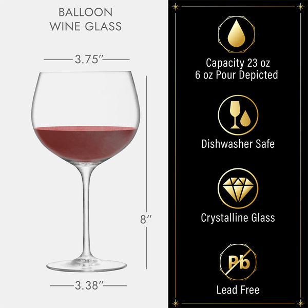 Etched Balloon Red Wine Glass