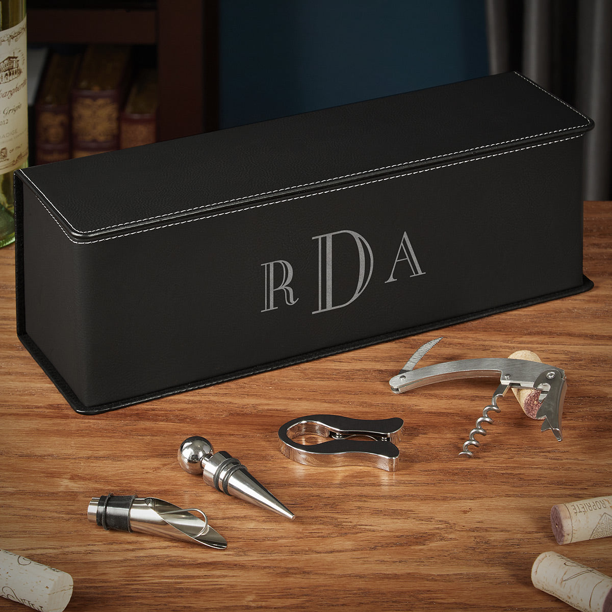 Personalized Leather Wine Gift Box