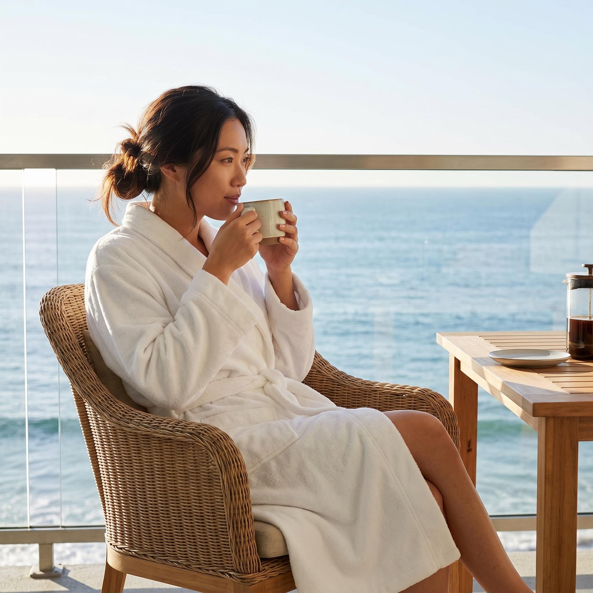 Personalized Rivera 100% Turkish Cotton Bath Robe - White