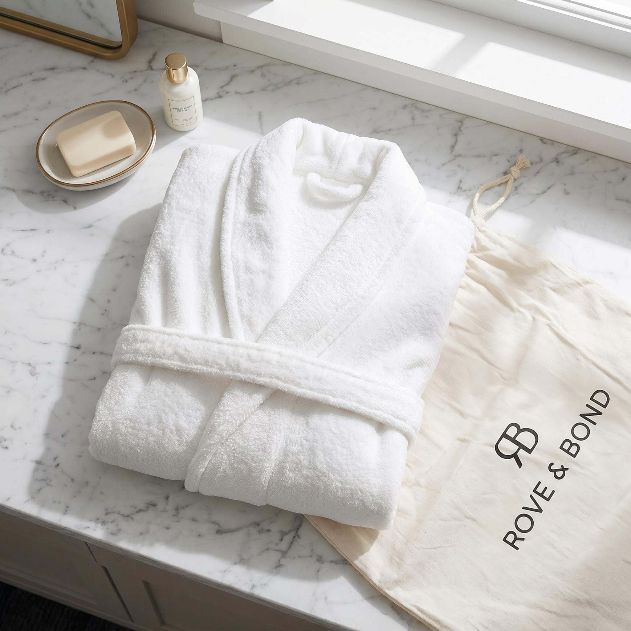 Personalized Rivera 100% Turkish Cotton Bath Robe - White