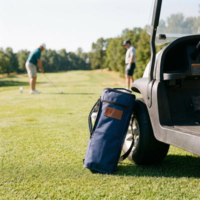 custom golf insulated bag cooler in a golf course