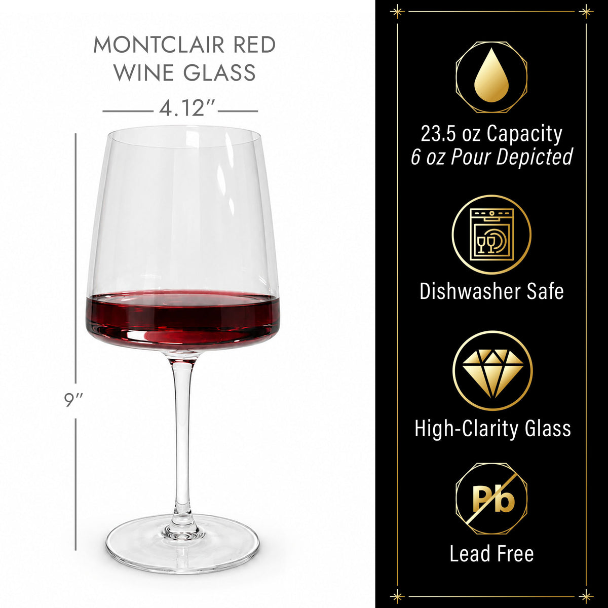 montclair red wine glass dimensions and features