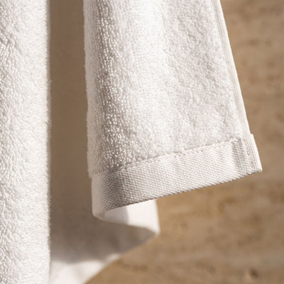 Close up of plush white Turkish cotton towel