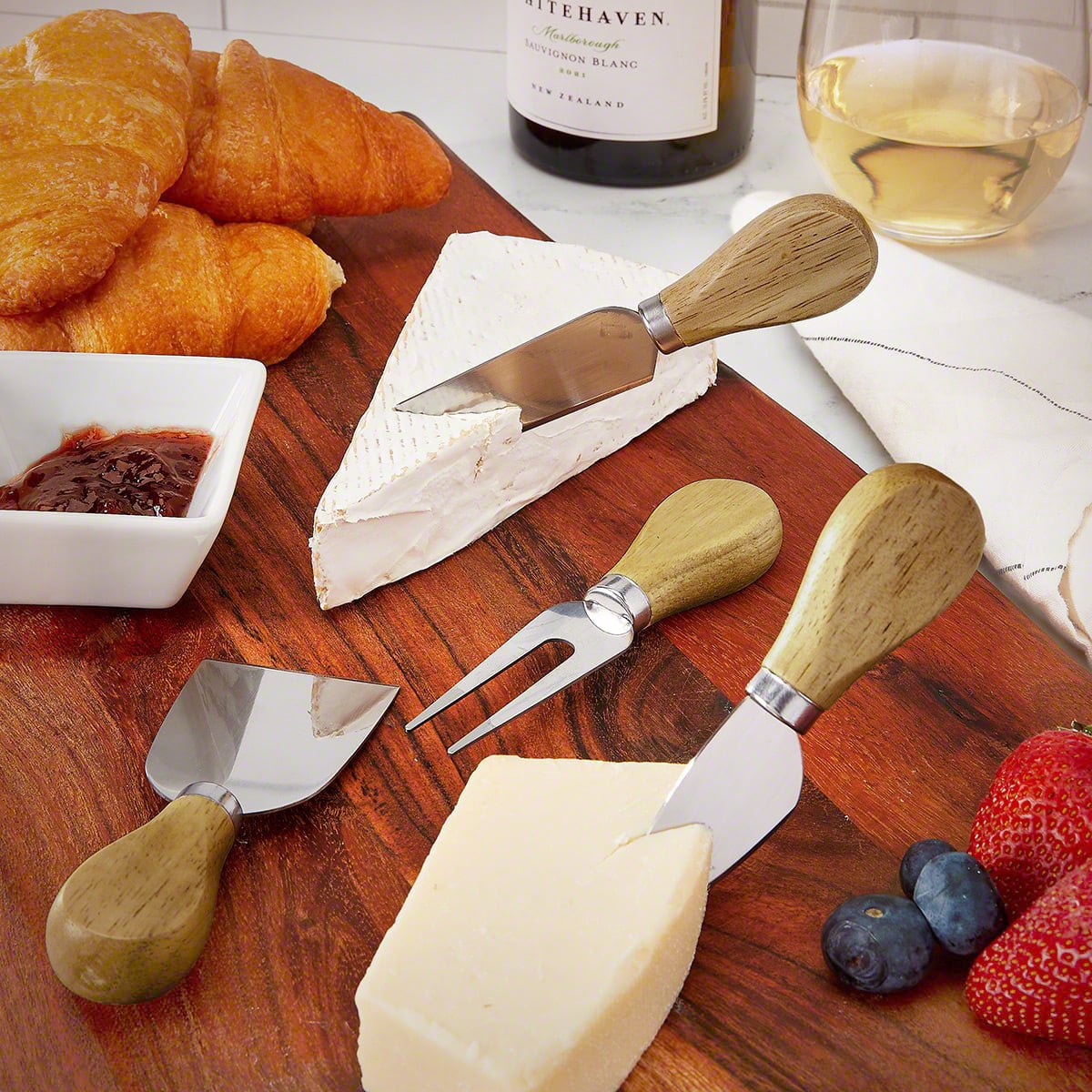 Acacia Wood Cheese Knives - 4pc Cheese Knife Set - Add - On