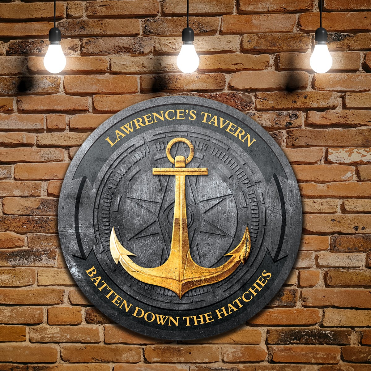 Anchors Aweigh Personalized Round Wood Tavern Sign