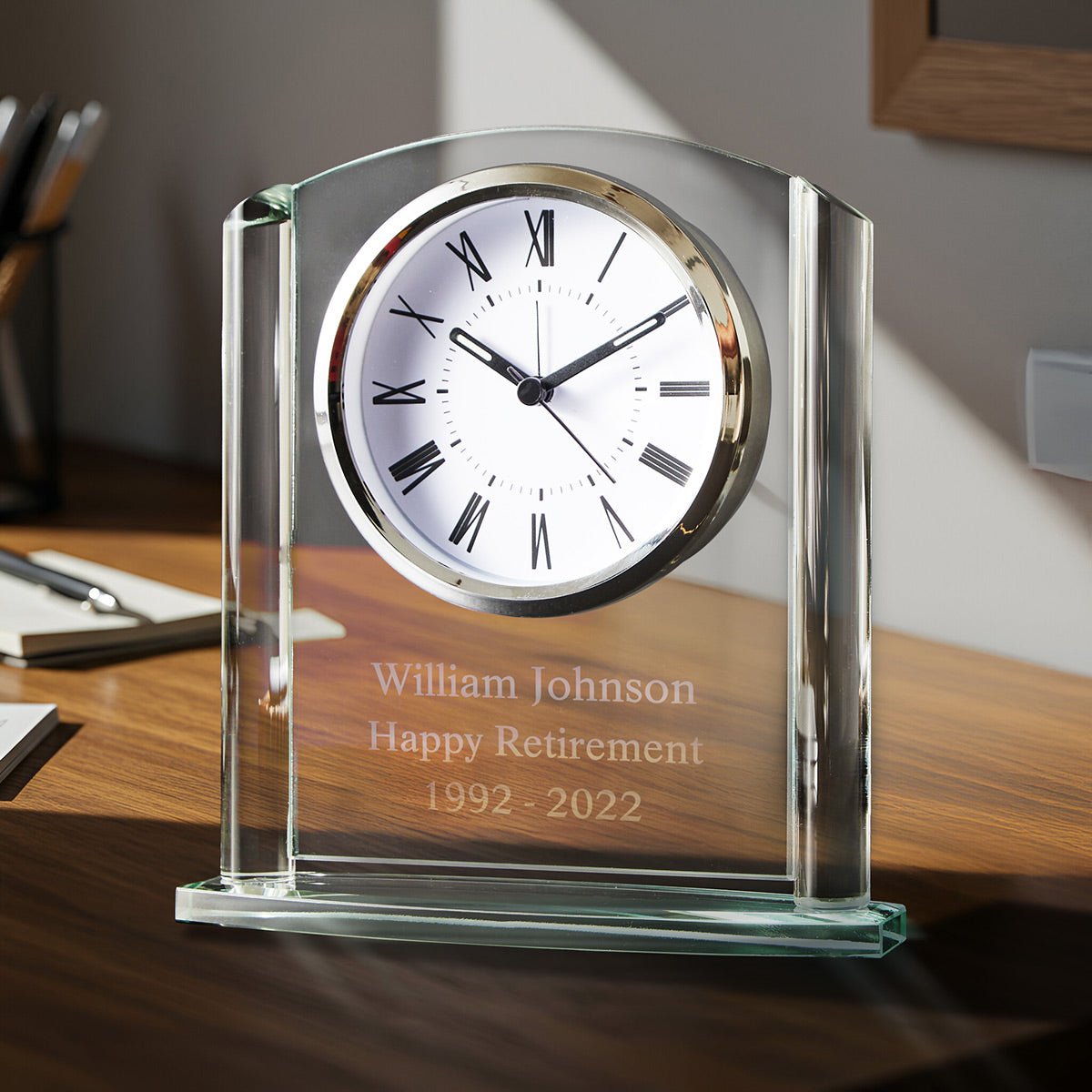 Arch Glass Personalized Desk Clock