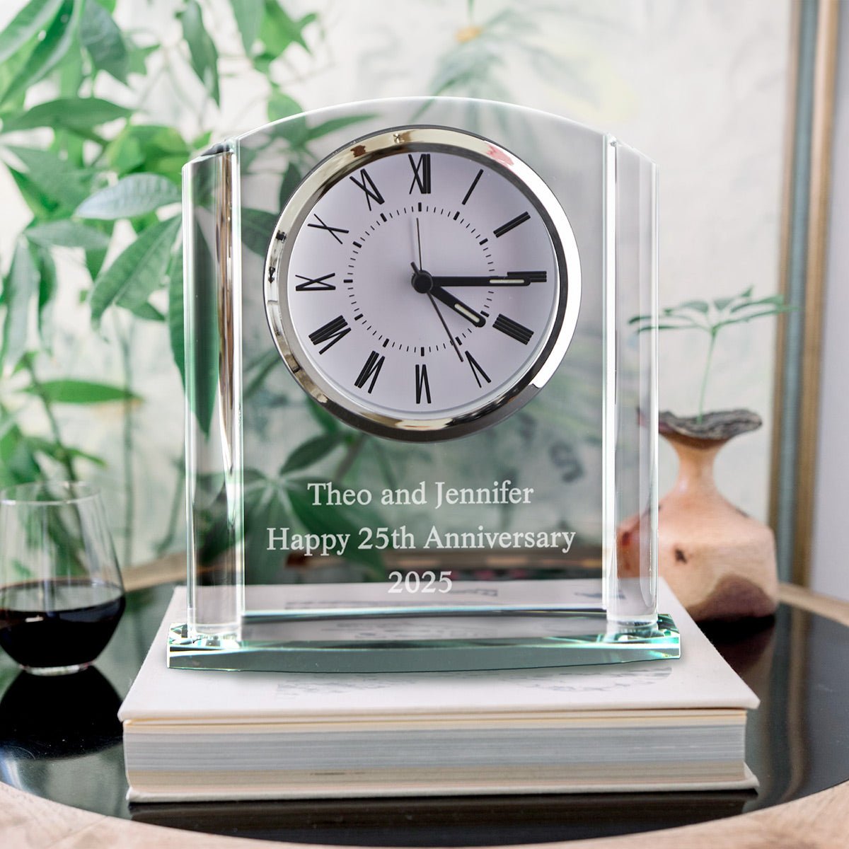Arch Glass Personalized Desk Clock