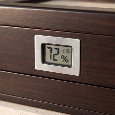 Aurelio Cigar Humidor Box w/ Digital Hygrometer, Drawer & Cigar Cutter Gift Set