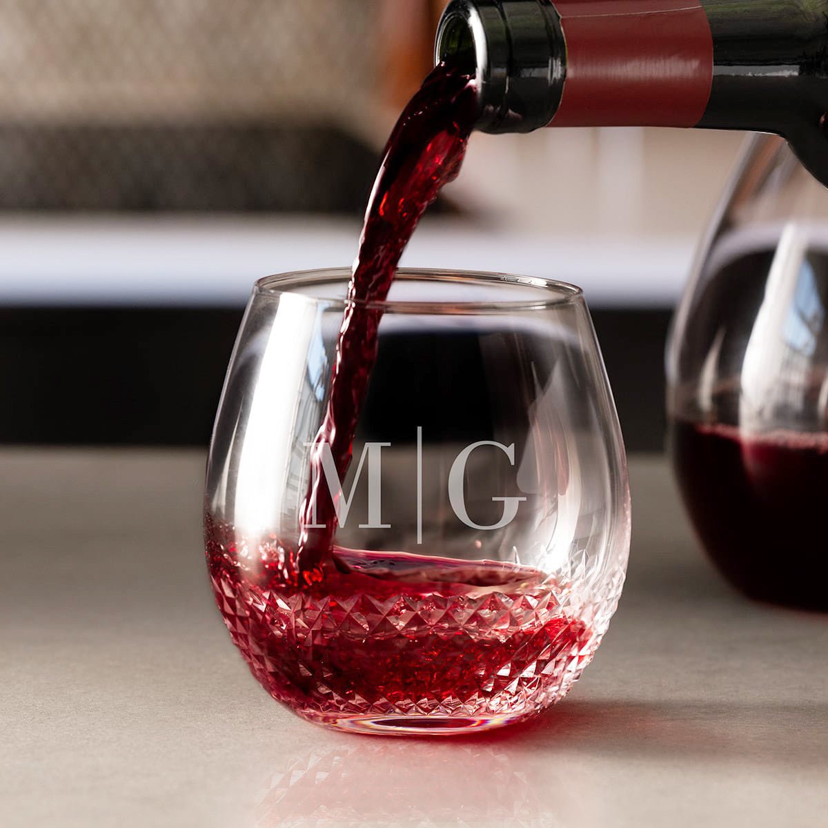 Avignon Custom Crystal Wine Glass Stemless, Set of 2