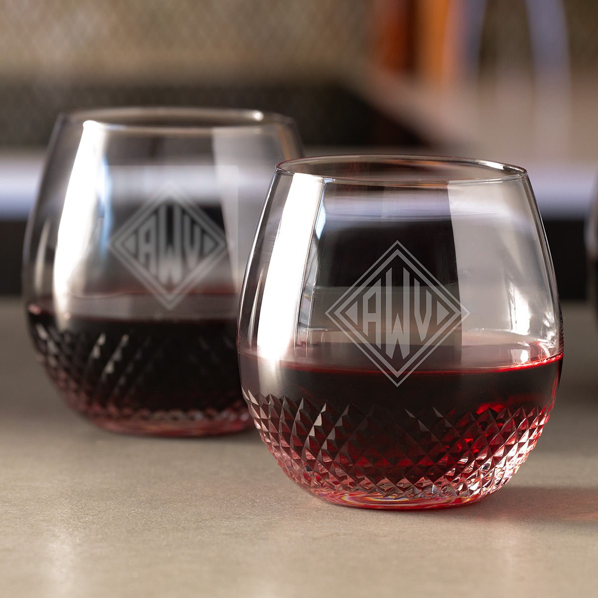 Avignon Custom Crystal Wine Glass Stemless, Set of 2