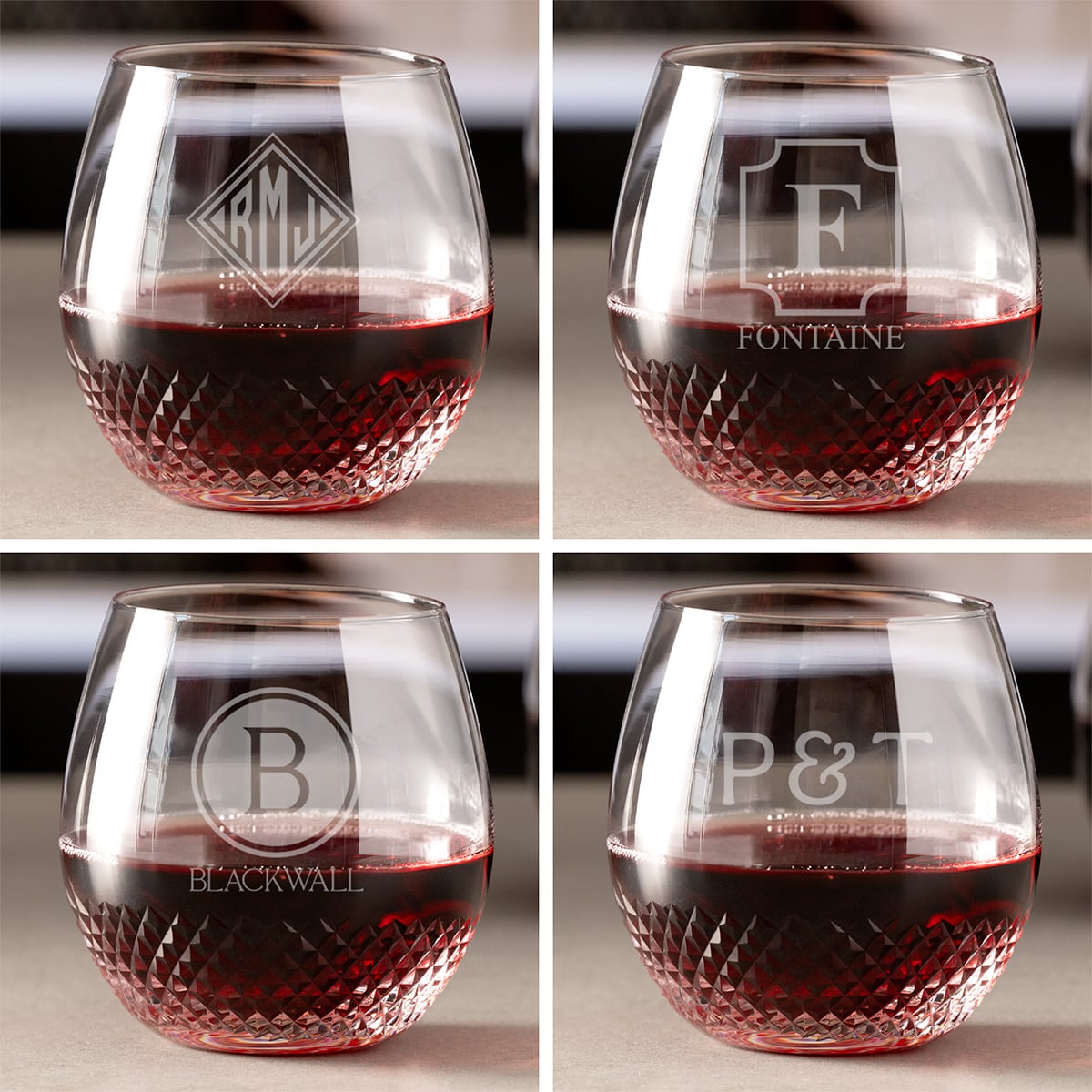 Avignon Custom Crystal Wine Glass Stemless, Set of 2