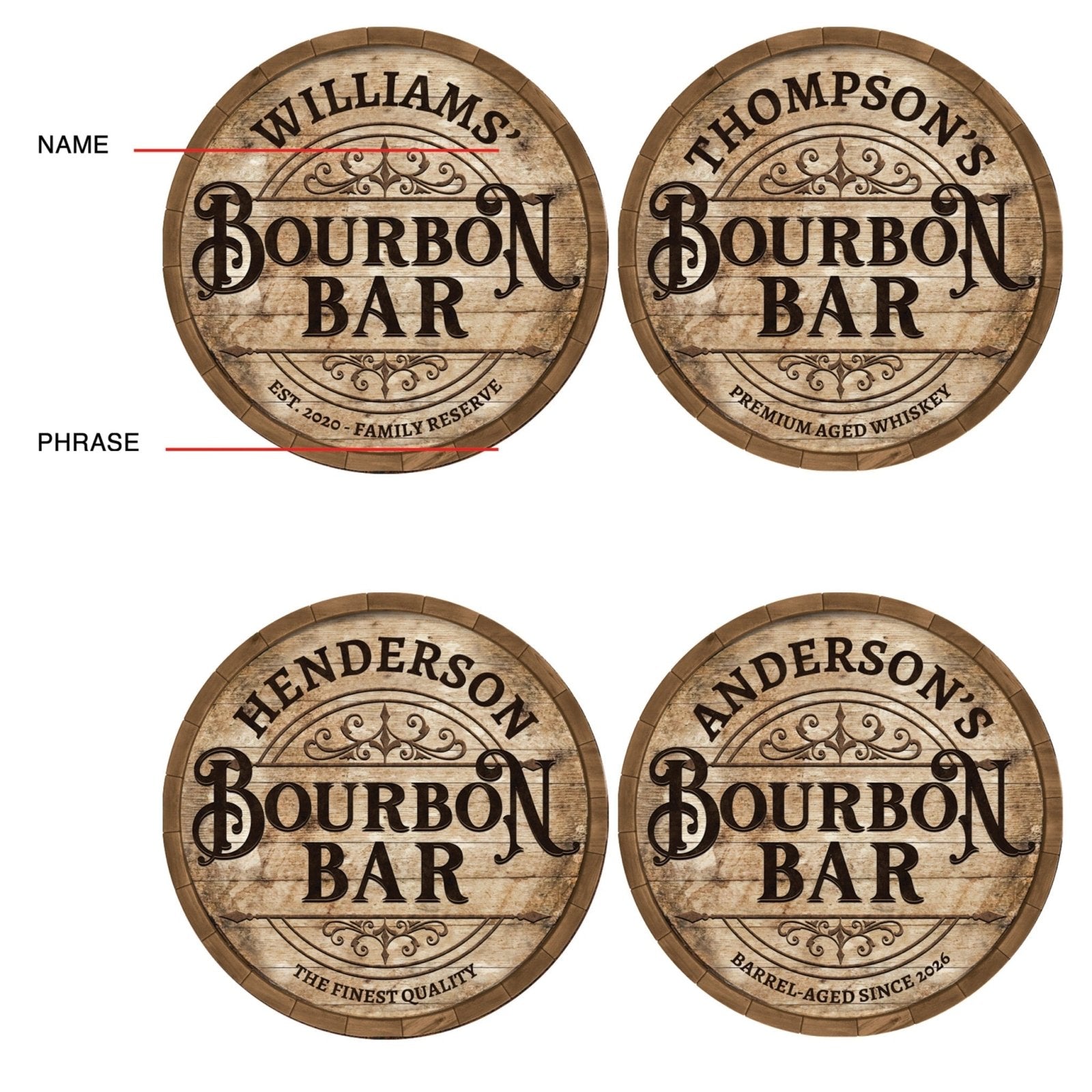Barrel - Aged Custom Bourbon Bar Wooden Sign