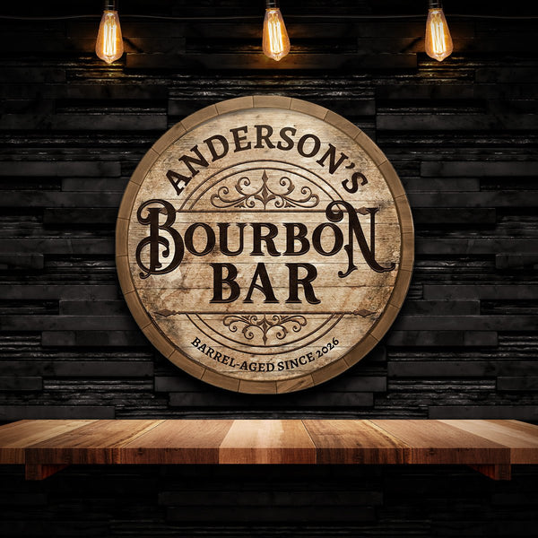 Barrel - Aged Custom Bourbon Bar Wooden Sign