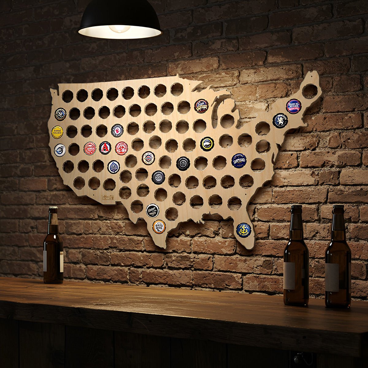Beer Cap Map of USA, Large
