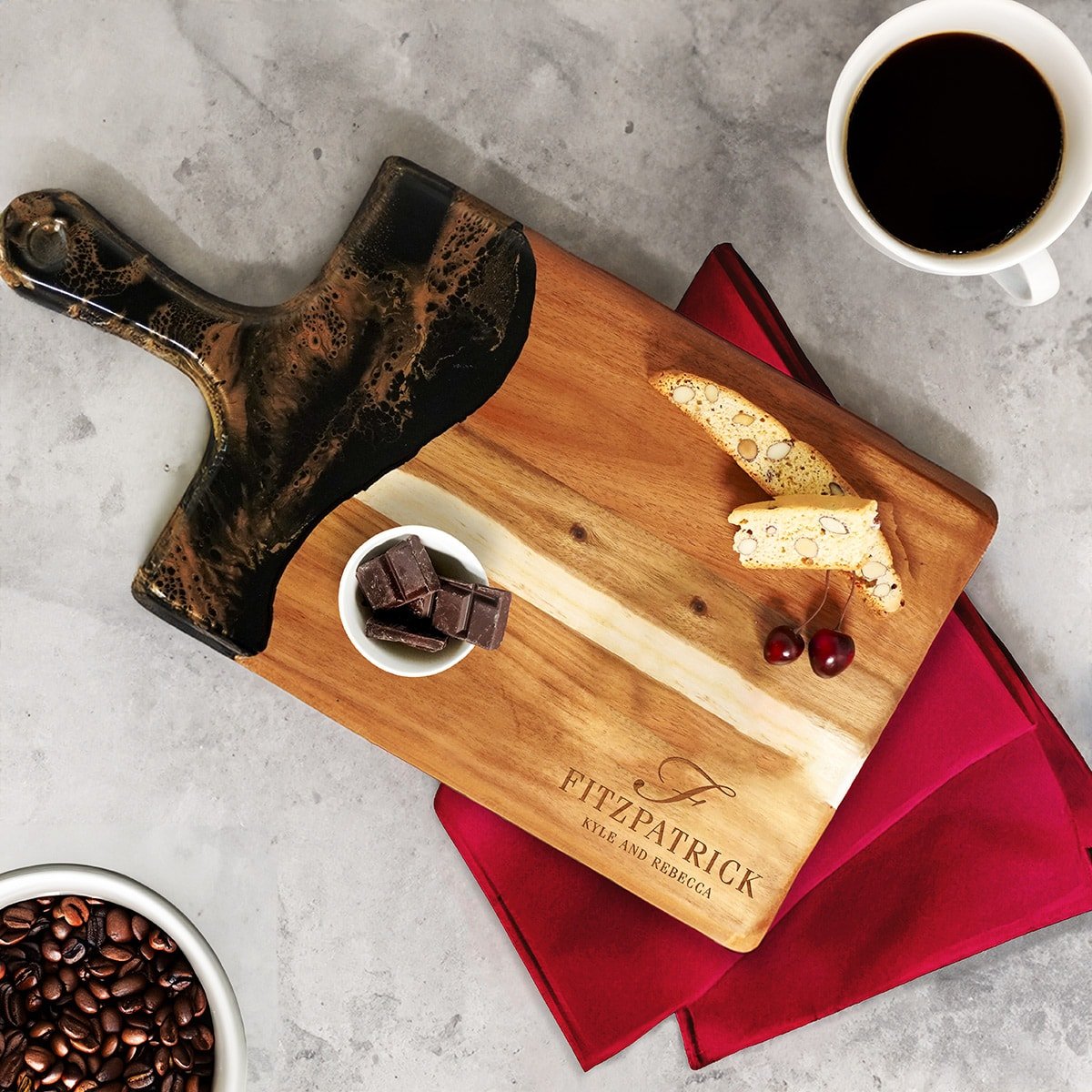 Belmont Charcuterie Serving Board - Artisan Black and Gold Resin