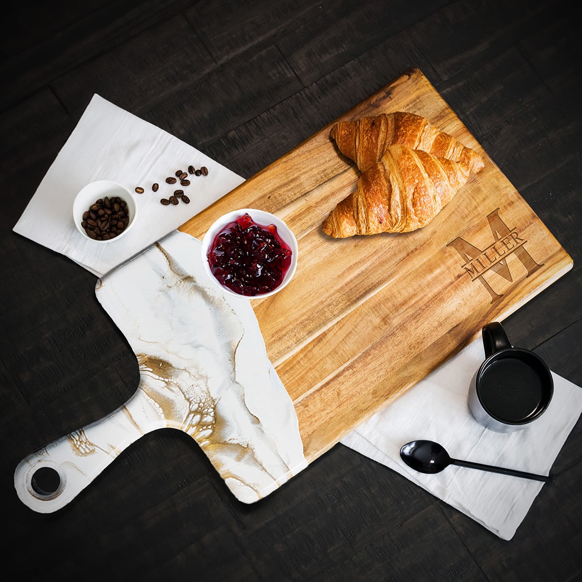 Belmont Large Charcuterie Board - Artisan White and Gold Resin